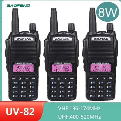 3pcs Baofeng UV-82 8W High/Mid/Low Tri-Power Walkie Talkie VHF UHF CB Radio Station Portable Ham Radio Transceiver 10KM Dual PTT