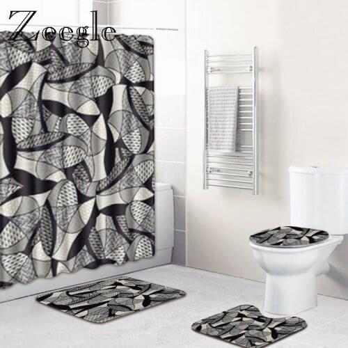 Zeegle 4pcs Bath Mat Set Anti Slip Bathroom Doormat Toilet Pedestal Rug Foot Mat Absorbent Toilet Seat Cover Washable Toiet Set