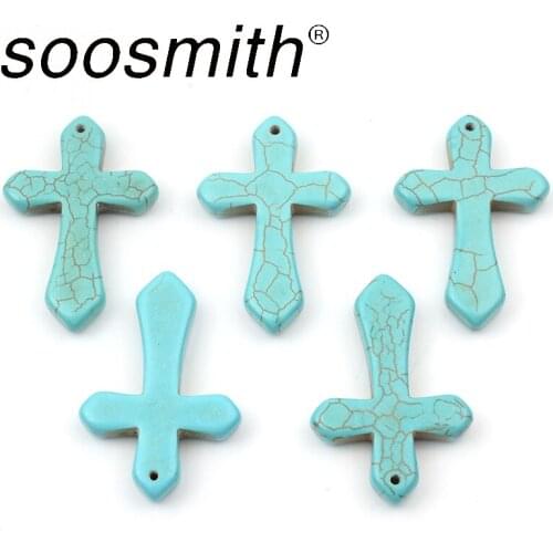 5pcs Sword Cross Type Turquoise Natural Turquoise Beads For Jewelry Making DIY Accessory Wholesale