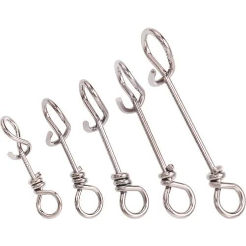 50Pcs/Bag Stainless Steel Connector Fishing Fastach Clips Fishing Snaps Swivel Rolling Snap Nice Quick Connection Accessories