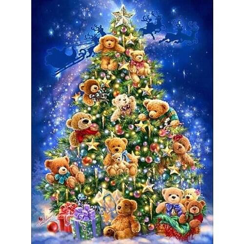 5D DIY Diamond Painting Cross Stitch Diamond Embroidery Crystal Diamond Mosaic Picture Christmas tree decor & teddy bear AS309