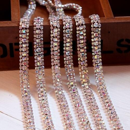 8mm Beaded Rhinestone Crystal Trim Iron On Diamond Ribbon Wrap Dress Trim Sewing Accessories DIY Wedding Cake Party Shoes Decor