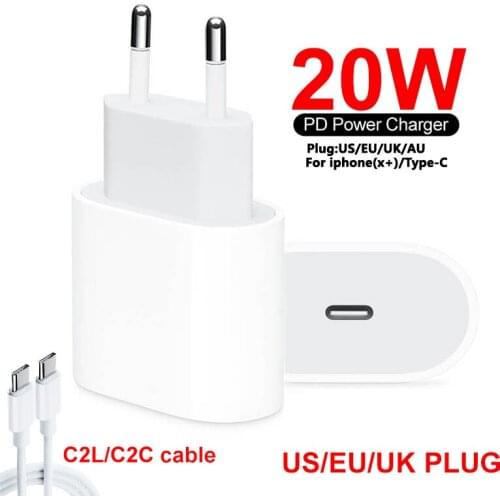 20W PD Fast charge QC 3.0 UK/US/EU/AU for iphone for xiaomi USB cable USB-C Type C Fast USB Charge Car Phone Charger