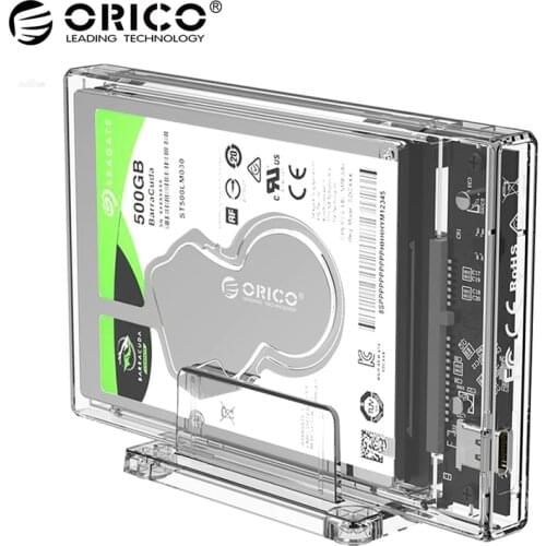 ORICO 2.5" Transparent HDD Case USB 3.1 Type C to SATA External Hard Drive Enclosure 2.5 inch SSD Hard Disk HDD Box With Stand