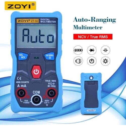 AC DC Digital Multimeter autoranging ZT-S3 4000 counts TRMS Capacitance frequency tester+NCV/Zero/Fire wire measurement