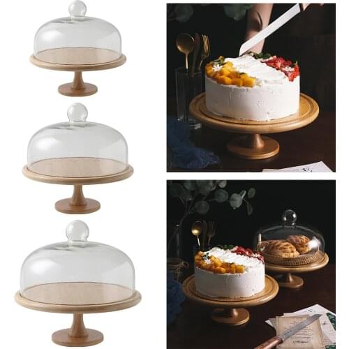 Wood Serving Tray Dessert Container Breakfast Food Serving Platter Cake Holder