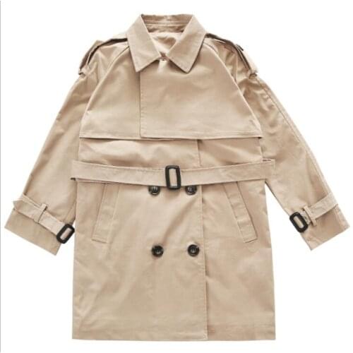 Kids Girl Overcoat Spring New Teens Autumn Jacket Fashion Casual Khaki Girls Trench Coat Teenager Girls Clothing 6 8 10 12 Year