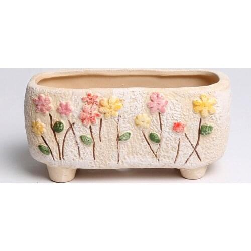 Ceramic Flower Pot Simple Succulent Plant Pot Container Green Planters Bonsai Pots Flowerpot Home Decoration Gift