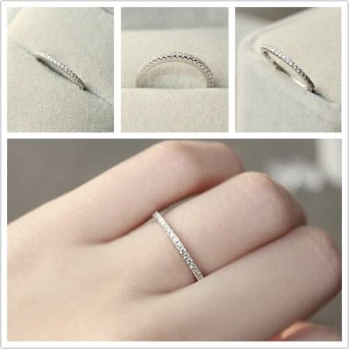 1pc S925 4~11 USA Size CZ Plated Simulated Eternity Ring Bands wedding Fashion Jewelry for Women Bague Anillos men ring