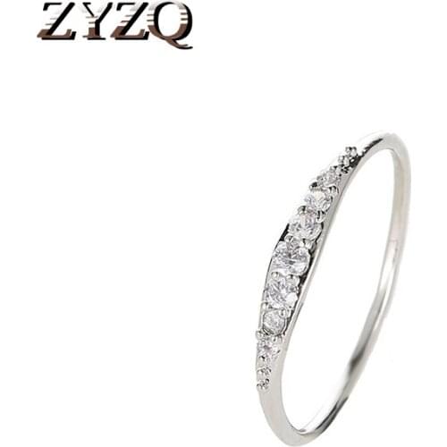 ZYZQ New Trendy Statement Simple Finger Rings For Women Fashion Wedding Engagement Jewelry Ring For Women Silver Plated Gadget