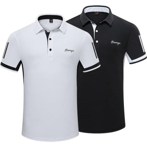 Summer Mens Golf Shirts Clothing Male Short Sleeve Turn Down Collar T-Shirt Sportswear Breathable Quick-Dry Sports Tops M-2XL