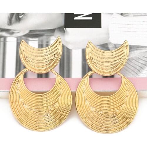 Fashion Wholesale Metal Gold Pated Geometric Long Drop Earrings Statement Women Jewelry Accessories