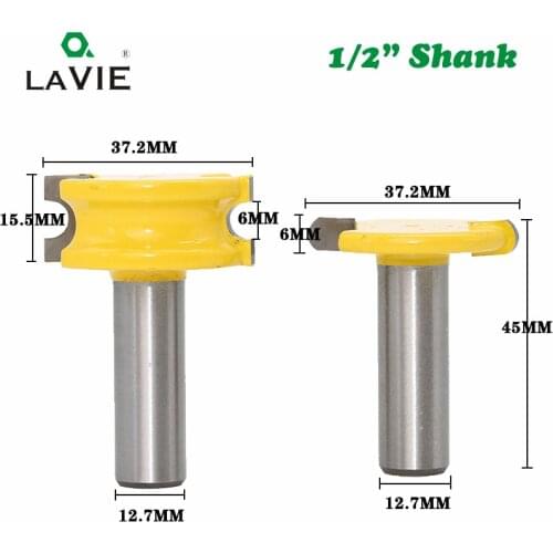 LAVIE 2 pcs 12mm 1/2" Shank Canoe Flute and Bead Router Bit Set Tungsten Cobalt Alloy for Wood Cutter Milling Cutter bits 03011