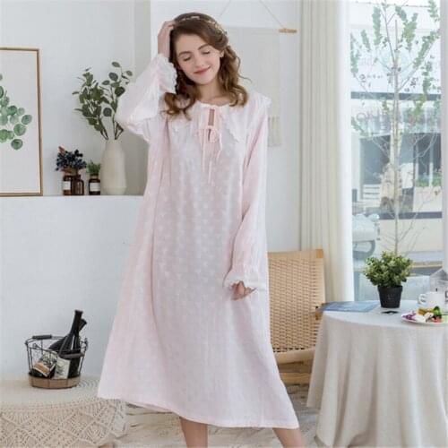 Nightdress cotton long-sleeved 2020 new ladies Nightwear comfortable Palace style home service Tempting ночная рубашка