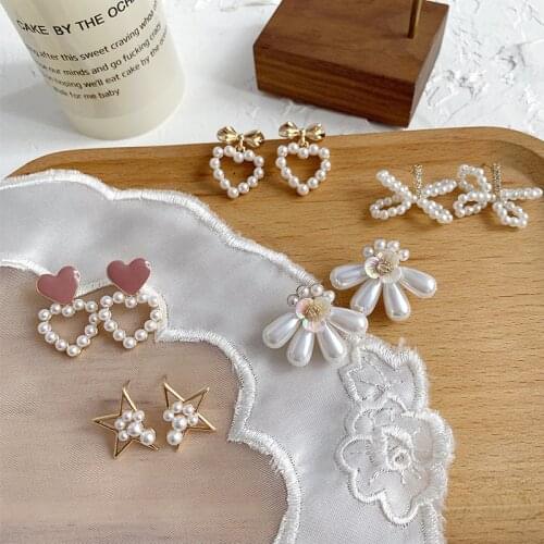 2020 New Womens Earrings Fashion Sweet Heart Pearl Drop Earrings For Women Girl Party Gifts Jewelry Wholesale