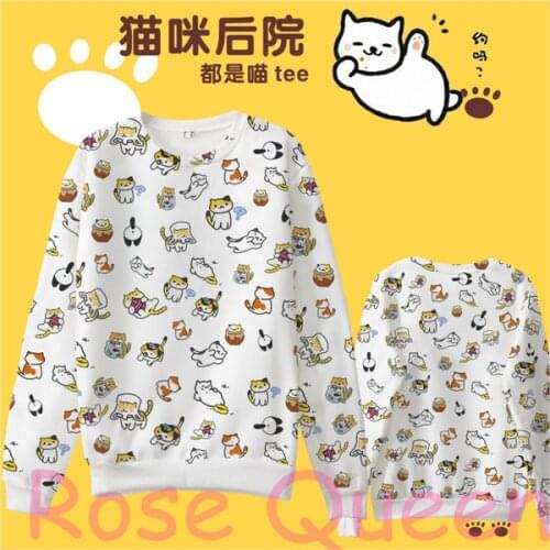 New Japanese Game Neko Atsume Cute Cat Cotton Fleece Hoodies Sweatshirt S~XXXL Free shipping