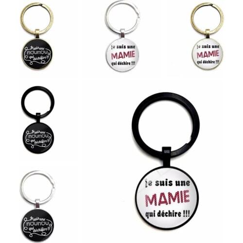 New Charm "supen Maitresse" Badge Glass Cabochon Vintage Keychain Charm Car Key Ring Pendant Gift Jewelry Pendant