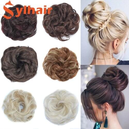 Sylhair Beauty Elastic Band With Hair Messy Bun Scrunchie Chignon With Elastic Band Messi Hairpieces Donut For Women Kids