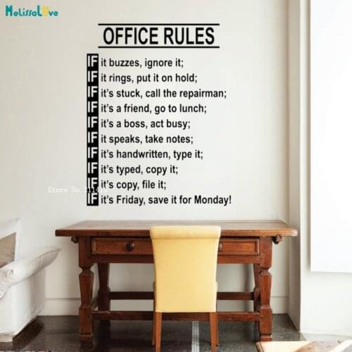 Office Rules Wall Decal Funny Teamwork Inspirational Vinyl Sticker Business Motivational Quote Art Home Cabinet Decor YT1165