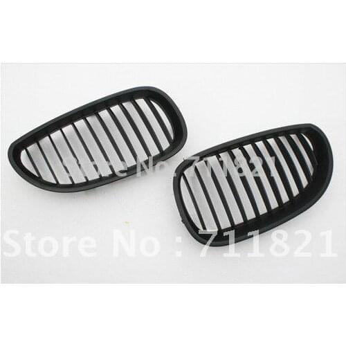 Front Euro Matte Black Kidney Grills For BMW E60 5-Series 2004-2010