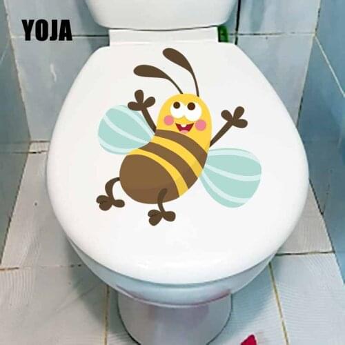 YOJA 20.6X22.4CM Intereting Cartoon Bee Pattern Toilet Wall Sticker Decal Kids Room Decoration T5-0846