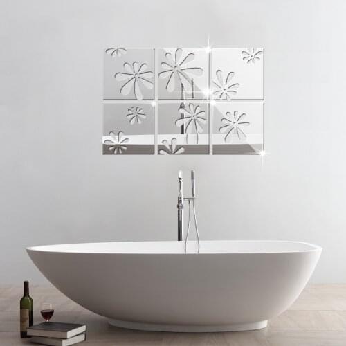 Mirror wall stickers 3D Flower Wall Decals wall stickers home decor adesivo de parede bathroom wall decor