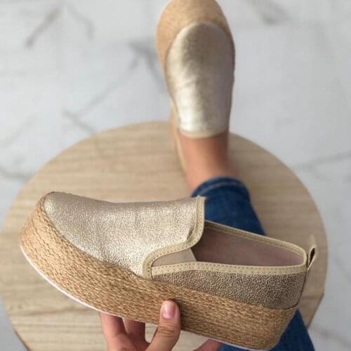 2021 New Espadrilles White Sneakers Shoes Women Leather Thick Bottom Women Flats Round Toe Shallow Platform Casual