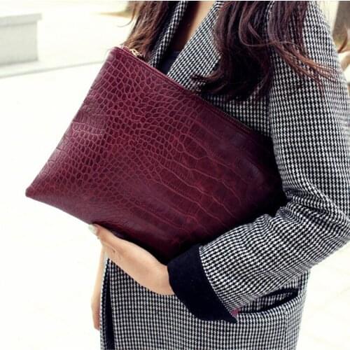 DOYUTIG Womens Envelope Evening Clutch Bag Crocodile Pattern Female PU Leather Shoulder Bags Big Money Purses & Day Clutch A204