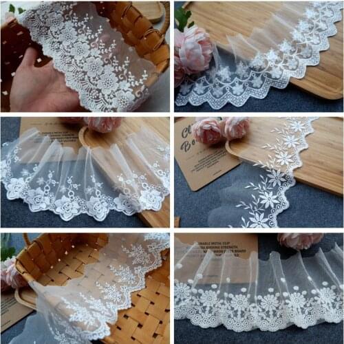2meter/lot Beautiful Single Edge White Cotton Embroidery Lace Material Collar Dress Accessories Free Shipping X414