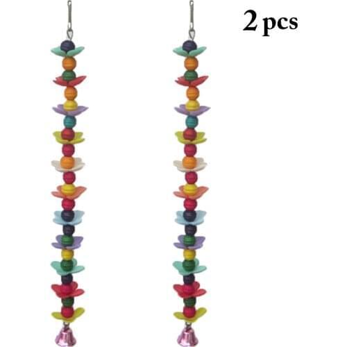 2PCS 11.81in Parrot Hanging Toy Bite Resistant Bird Chew Toy Parakeet Bead Toy With Bell Bird Cage Accessories Pet Supply