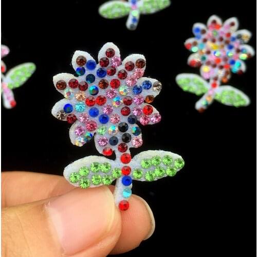 20pcs Flower Patches Rhinestone Crafts Supplies Hair Bow Making Supplies DIY Flat Back Resins for Hair Bows Sewing Supplies