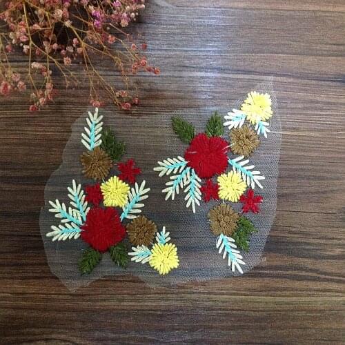 3pairs DIY craft supplies embroidery lace flower craft material wedding dress decoration cloth stickers accessories