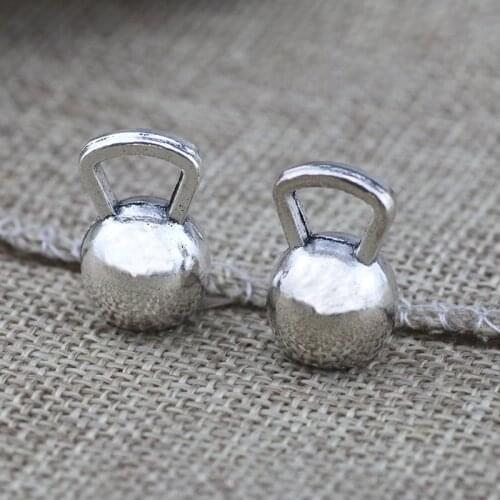 4 Pieces 12x18mm Antique Silver Color Kettlebells Fitness Charms DIY For Jewelry Making