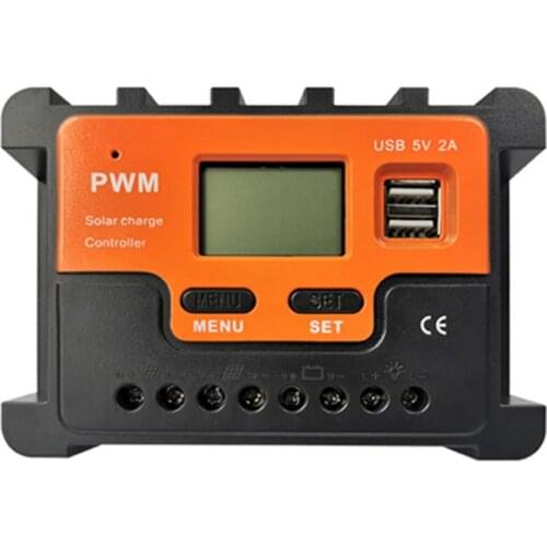 10A/20A Solar Regulator Auto Solar Charge Controller LCD Dual USB Solar Panel Regulator Dual USB Voltage Charger 12V/24V Power