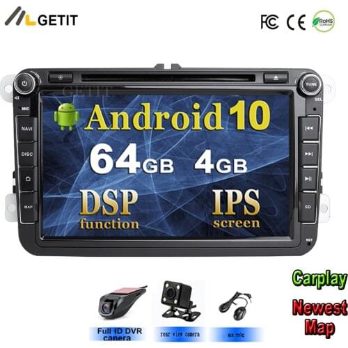 DSP IPS Car Multimedia player Android 10 GPS 2 Din Car Radio Audio Auto For VW/Volkswagen/POLO/PASSAT/Golf 8 Cores RAM 4G 64G