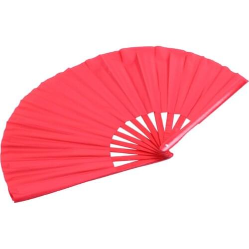 Bamboo structure of Kung Fu Tai Chi Wushu martial arts hand Fan Red