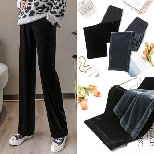 Velvet Pregnant Women Pants Trousers Autumn And Winter Clothes Maternity Clothes Fashion Wide Leg Pants Thickening Plus Velvet