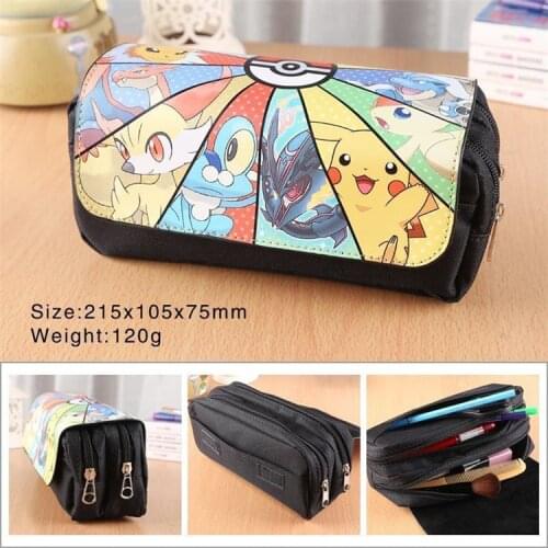 Pokemon Pikachu Large-capacity Double-layer Zipper Stationery Box Cute and Cute Cartoon Student Canvas Anime School Supplies