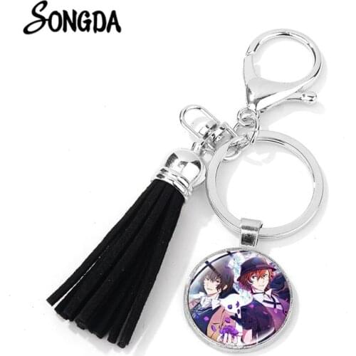 Bungo Stray Dogs Key Chain Fans Collection Dazai Osamu Nakahara Chuuya Nakajima Atsushi Keyring 8 Colors Leather Tassel Keychain