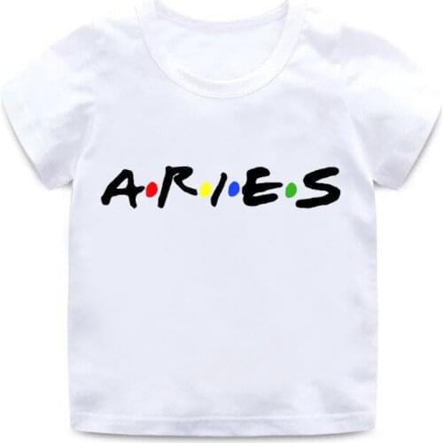 Kids Girls Boys Tops Tee Twelve Constellations Taurus Letters Print Children T-shirt Summer New Fashion Short Sleeve Tshirts