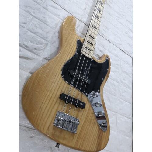 Electric bass guitar Jazz Bass 4 strings Natural color Black pickguard Chrome Hardwares Paypal available!Bs-1
