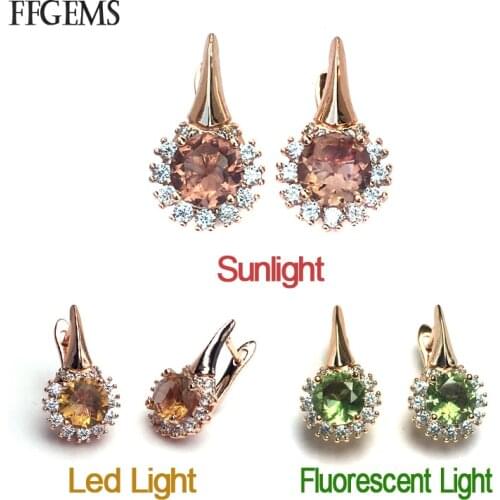 FFGems Elegant Zultanite Earrings Real 925 Silver Sterling Stone Color Change Rose Gold Plated Fine Jewelry For Women Party Gift