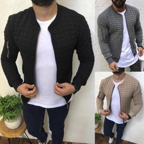 Plaid Jacket Men Fad Autumn Streetwear Windbreaker Mens Clothing Pleats Slim Fit Zipper Baseball Jacket Long Sleeve Coats MALE