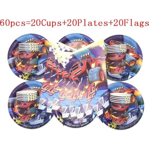 Blaze and the Monster Machines Cartoon Kids Birthday Party Decoration Cups Plates Flags Kids Party for Various Party Supplies