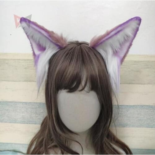 MMGG New Purple Vulpes zerda Wolves Wolf Ears Hair Hoop Hairbands Headwear Tail For Girl Women High Quality Custom Made