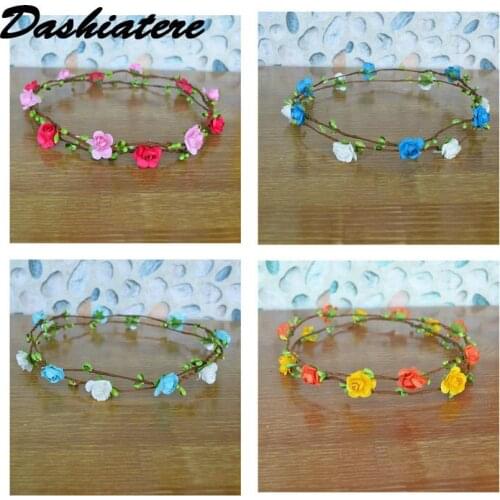 Multicolor Simple Flower Crown for Woodland Wedding Headpiece Teenage Travel Hair Wreath Artificial Paper Rose Halo Headband