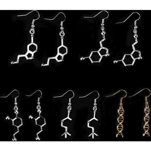 Fashion Serotonin Molecule Ear Climbers for Women Chemistry Structure Science Earrings Crawler Gift Brincos Dropshipping