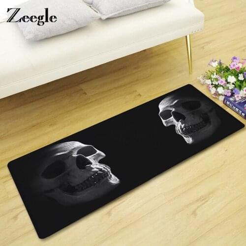 Bedroom Floor Mat Beside Rug Flannel Doormat Kitchen Carpet Halloween Skull Area Mat Microfiber Soft Funny Door Mats