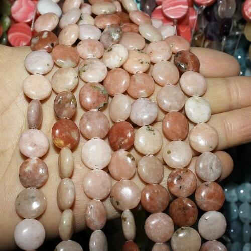 Natural Stone Crystal Lapis Lazuli Aventurine Jewelry Making 12mm Flat Round Piece Loose Beads DIY Bracelet Necklace Parts 15