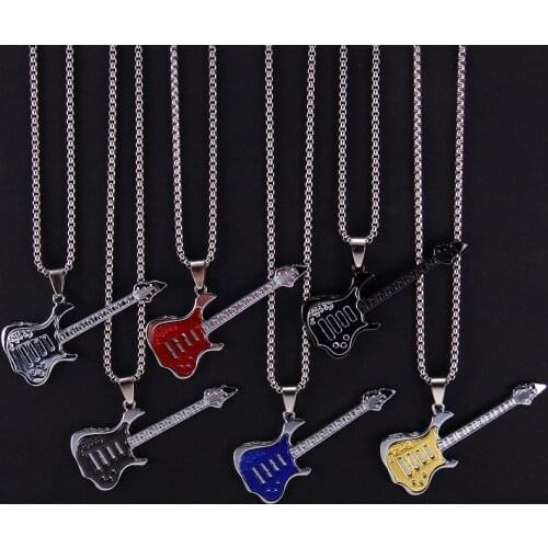 New Trend Rock Band Guitar Pendant Fashion Personality Couple Accessories Necklace Color Music Instrument Pendant